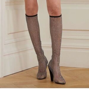 NWT Saint Laurent Koller 100 Crystal Mesh Boots – Size 38 EU